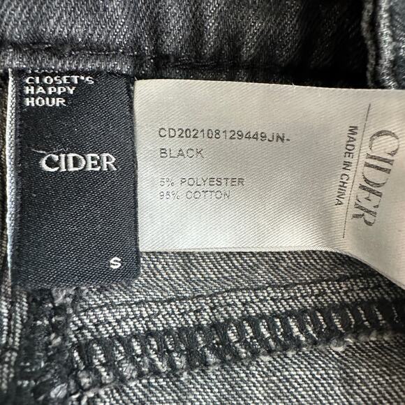 Cider Flare Leg Jeans Small Black Distressed Raw Hem Boho Grunge Classic Denim - Picture 7 of 9